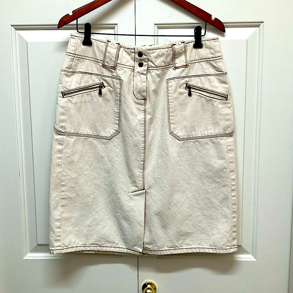 Calvin Klein denim khaki skirt, neutral beige, 8